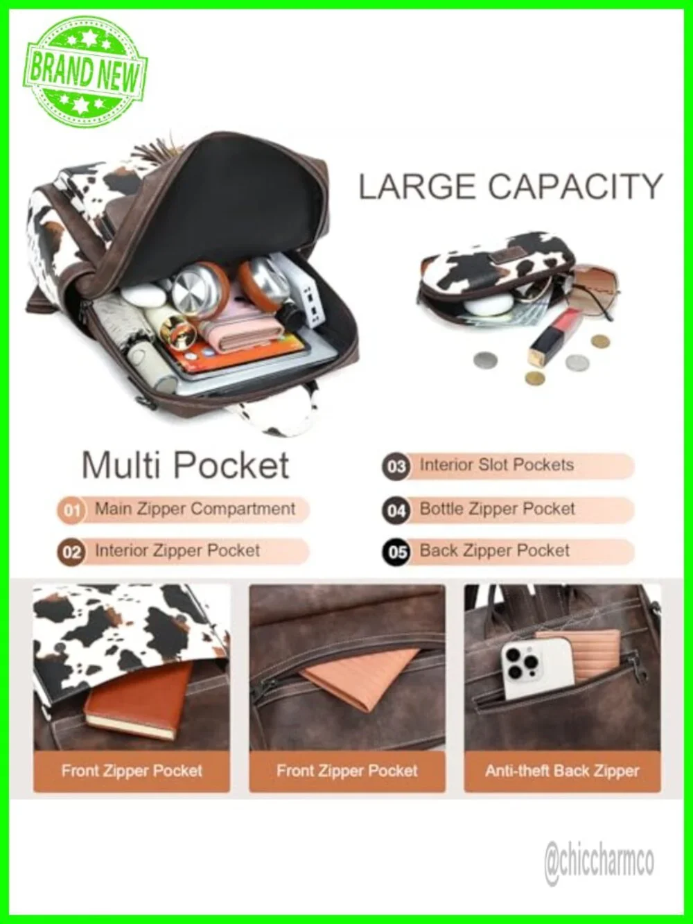 PU Leather Backpack Purse for Women Tassel Large Casual Daypack